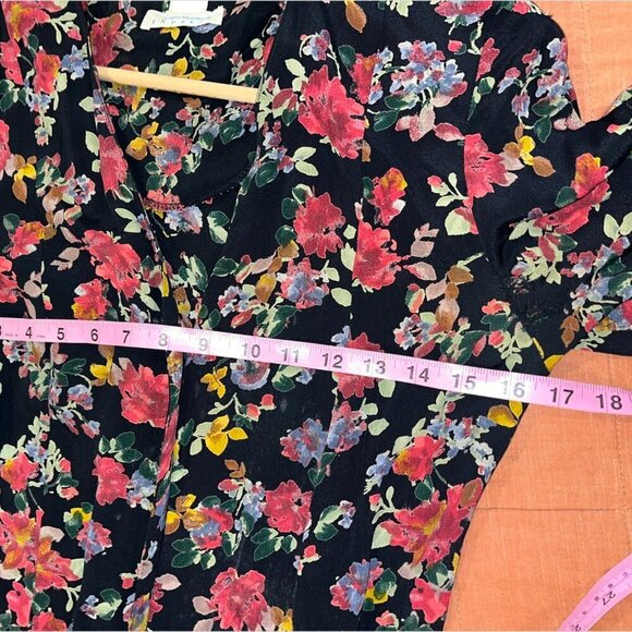 vintage Express Cottagecore Floral V-Neck Button Front Midi Dress Women’s Sz 7/8 - Picture 7 of 11